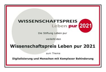 Urkunde Wissenschaftspreis Leben pur 2021